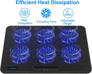 LIANGSTAR Laptop Cooling Pad – Blue, Adjustable Fan Cooler
