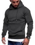 COOFANDY Men's Stylish Hoodie Slim Fit Sweatshirt Long Sleeve Pullover Hooded with Pocket Dark Gray