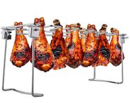 Stainless Chicken Leg Rack for Grill - 12 Slots Drumstick Holder for Smoker and Oven, Chicken Thighs, Wings Roaster Stand. Smkoer Accessories for Weber, KJ, BGE Grills. Easy to Use, Dishwasher Safe