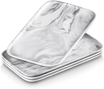 MALACASA Bandeja de Servir de Porcelana, Juego de 4 Piezas, Bandeja Rectangular Grande para Buffet, Sushi, Tartas, Aperitivos En Casa/Restaurante, 30 X 18 Cm, Color Gris Mármol…