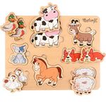 Pikatoyz Wooden Puzzles for 1 2 3 Year Olds. Montessori Puzzle for Kids. Wooden Toys 1 Year Old and up of farm animals. Puzzles for 1 2 3 Year Old. Ideal Kids Puzzles gift. Toddler jigsaw puzzles.