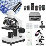 Microscope for Kids Students and Adults, 40X-2000X Temery Biological Microscope Kit, Lab Compound Monocular Microscope with Phone Holder, 10pcs Prepared Slides Kit, 20 Pcs Slides, 100pcs Coverslips