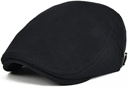 VOBOOM Men Newsboy Cap Cotton Flat Ivy Gatsby Driving Hat (Black)