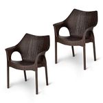 Supreme Cambridge Plastic Chairs for Home, Outdoor & Garden (Set of 2, Brown)