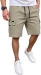 JEMLDL Men's Shorts Cargo Classic Stretch Waist Drawstring Casual Outdoor Work Short with 5 Pockets Gray M