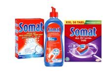 Somat Dishwasher Kit Care Set. INCLUDES 1 X Dishwasher Salt, 1.2 kg, 1 X All-In-1 XXL, 58 Tabs, 1 X Rinse Aid, 750ml.