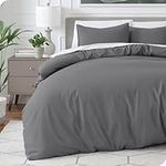 Bare Home Duvet Cover Set King/Cal King Size - Premium 1800 Super Soft Duvet Covers Collection - Lightweight, Duvet Cover - Soft Textured Bedding Duvet Cover (King/Cal King, Grey)