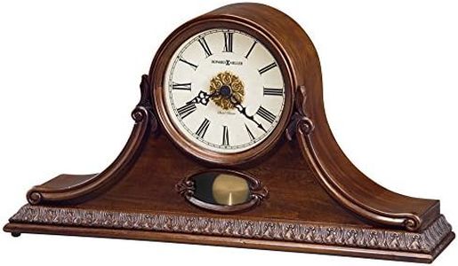 Howard Miller Andrea Mantel Clock – Roman Numerals, Brass Pendulum, Dual Chime Quartz Movement, Westminster & Ave Maria, Antique Style