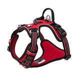 Dog Harness No Pull Adjustable Reflective Step-in Soft Nylon For Small Large Pet TLH56512(S, Red)