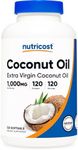 Nutricost Coconut Oil Softgels (1000mg) 120 Softgels - Extra Virgin Coconut Oil - Gluten Free and Non-GMO