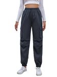 TAGDO Women's Relaxed Fit Cargo Joggers Pant (Women-Cargo-5157-Dark Grey-30)