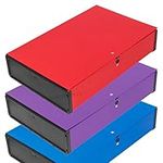 [Pack of 3] Foolscap Lock Spring Box Files 70mm Document A4 Paper Storage Folder [RED Blue Purple Mix]