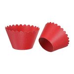 PATIKIL Cupcake Wrappers Paper, 50 Pack Baking Cups Standard Wave Decoration for Anniversary Birthday Weddings and Parties, Red