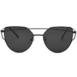 SOJOS Cat Eye Sunglasses for Women Fashion Designer Style Mirrored Lenses SJ1001 with Black Frame/Grey Lens