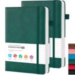 FOCUS DAY Notebook Journal for Work, 2 Pack Leather Journals for Women/Men, Hardcover Notebook for School Office Supplies, Travel Notepad with 100GSM Lined Paper, Inner Pocket, A5 (5.7"x8.4"), Green