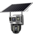 Fire turtle Refurbished Solar 5+5+5MP Total Triple Lens Full HD CCTV Security Camera | 4G Enabled, 360° Rotating View, 10Ah Li-Ion Battery, Night Vision (Black) NO WiFi, Used Product