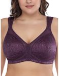 Deyllo Women's Minimizer Bra Wireless Plus Size Bra Full Coverage Comfort Everyday Bra Non Padded Purple