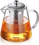 HiWomo 43oz/1300ml Glass Teapot with Infuser Tea Pot,Clear Glass Tea Kettle Stovetop Safe Blooming and Loose Leaf Tea Maker