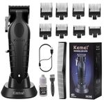 KEMEI 2296 Professional Hair Clippers for Men Cord/Cordless Hair Cutting Kits, Hair & Beard Trimmer, T Blade Barber Clippers with USB Rechargeable, Black