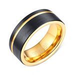 Men Wedding Bands Comfort Fit, 8MM Brushed Wedding Bands Engravable Tungsten Engagement Rings and Wedding Bands Black Size 10