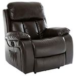 More4Homes CHESTER ELECTRIC HEATED MASSAGE RECLINER BONDED LEATHER CHAIR SOFA GAMING HOME ARMCHAIR (Brown)