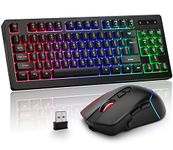 BlueFinger Wireless Gaming Keyboard and Mouse Combo, Long Lasting Rechargeable Battery 87 Keys RGB Rainbow Backlit Gaming Keyboard & Ergonomic Light Up Gaming Mice for Mac Laptop Computer PC Gamer