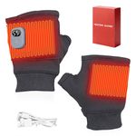 Rechargeable Electric Heated Fingerless Glove, Thermal Hand Warmers Mittens for Cold Weather, Lightweight Thin Winter Touch Screen Half Glove Men Women Ladies for Work Cycling Bike Riding Ski(Black)