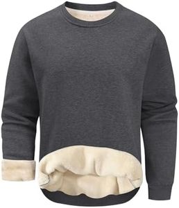 Gihuo Men's Warm Crewneck Sweatshirt Winter Sherpa Lined Fleece Sweatshirt Athletic Pullover Tops Loungewear (Grey, XL)