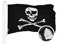 G128 Pirate Jolly Roger Bones Flag | 1x1.5 Ft | ToughWeave Series Embroidered 300D Polyester | Novelty Flag, Embroidered Design, Indoor/Outdoor, Brass Grommets