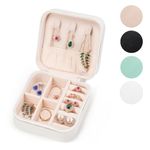 Mini Jewelry Travel Case,Small Jewelry Box,Traveling Jewelry Organizer,Portable Jewellery Storage Holder for Rings Earrings Necklace Bracelet Bangle Organizer,Boxes Gifts for Girls Women-White