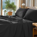 SONORO KATE 100% Egyptian Cotton Sheets Set - 1000 High Thread Count, Luxury 5-Star Hotel Sateen Bed Sheets, Soft, Breathable Long Staple Sheets, Fit up to 16" - 4 PC (Black,Queen)