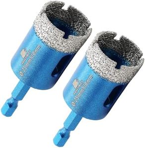 BRSCHNITT 25mm Diamond Core Drill Bit, 2pcs 1 Inch Hex Shank Dry Drilling Set for Porcelain, Ceramic, Stone, Granite, Marble