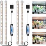 Kullsinss 16 in LED Plant Grow Light Strips, Full Spectrum Grow Lights for Indoor Plants with Upgrade Timer 6 12 16 Hrs, 5 Dimmable Levels, 3 Color Modes, 120 LEDs Grow Lamp for Seedlings, 2 Pack