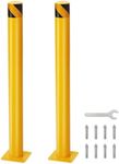 Safety Bollard, 2 Packs 42 Inch Height Bollard Post, 4.5 Inch Diameter, Yellow Safety Steel Bollard Post with 8 Anchor Bolts, for Traffic Control, Driveway Barrier, Parking Pole