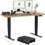 FLEXISPOT E6 MAX 140x80 Electric Standing Desk with USB Dual Motors 3 Stage One Piece Height Adjustable Sit Stand Up with Memory Smart Panel, Black Frame+Maple Top