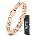 Feraco Pure Copper Bracelets for Women, Ultra Strength Magnetic Bracelet with 3800 Gauss Magnets & Sparkling Zirconia, Adjustable, Infinite Clover Jewelry (Rose Gold)