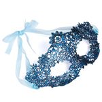 Luxury Women's Lace Venetian Masquerade Prom Halloween Carnival Mask Ball (Sapphire Blue)