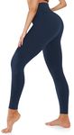 we fleece High Waisted Leggings for Women-Womens Black Workout Leggings Running Tummy Control Compression Pants(Navy Blue, Large-X-Large)