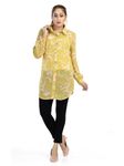 Women 's Comfort Fit Casual Long Shirt - Yellow_M