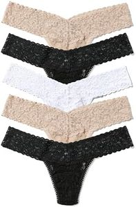 hanky panky - Signature Lace Low Rise Thongs for Women (5 pack) | One Size fits 4-14 | Black, Black, Chai, Chai, White | No VPL, Soft Nylon Stretchy Lace, Comfortable Lingerie, Underwear for women