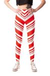 ComfyCamper Christmas Leggings Costume for Women Ladies Girls - Tights Pants Santa Claus Candy Cane Womens, Red, M