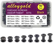 ALLOYGOLD Gun Black Chicago Screws Leather Rivets Assorted ，8 Sizes of Screw Rivets Chicago Screws for Decorate and Repair Leather Craft Belt Bag Shoes Purse Bookbinding (M5*4,5,6,7,8,9,10,12)