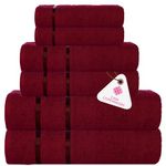 Casa Copenhagen Eternal 6 Pieces Towel Set- Burgundy, 500 GSM 2 Bath Towel 2 Hand Towel 2 Washcloth, Designed in Denmark Made of Soft Egyptian Cotton for Bathroom, Kitchen & Shower