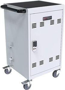 30-Device Mobile Charging Cart for iPads, Chromebooks and Laptop Computers, Laptop Storage Rack for Multiple Device with Combination Lock for Classroom, Library, Office - White