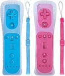 Tevodo Wii Remote Controller, 2 Packs Upgrade Wii Wireless Controller Compatible with Wii Wii U(Blue and Pink)