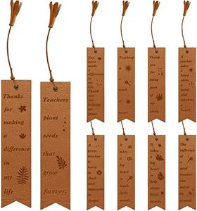 10 Pcs Teacher Leather Bookmark Teacher Appreciation Gifts Book Marker Vintage Leather Bookmarks Teacher Gifts for Women Men Reader Wedding Party Christmas Birthday, 7 x 1.6 Inches, 10 Styles