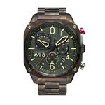 AVI-8 Mens 45mm Hawker Hunter Retrograde Chronograph Ground Camo Japanese Quartz Pilot Watch with Stainless Steel Bracelet AV-4052-22