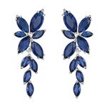EVER FAITH Charming Cubic Zirconia Marquise-shaped Earrings for Women, Classy Crystal Wedding Dangle Drop Earrings for Prom Blue Silver-Tone