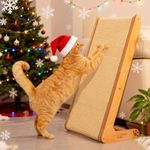 CHEERHOME PETS Sisal Cat Scratcher Ramp for Indoor Cats, 24.8" L Shape Scratching Post Climbing Vertical Cat Scratch Pad, Solid Wooden Cat Furniture(Medium)