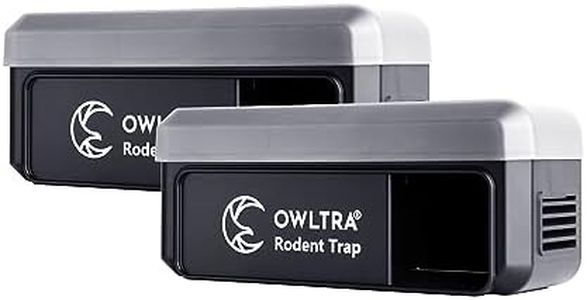 OWLTRA 2 Pack OW-7 in-/Outdoor Electric Rodent Trap, Instant Eliminate Mouse & Rat Zapper with Waterproof Cover, Sound & Light Alarm, and Batteries or USB Power Source, Waterproof Grade IPX4, Black